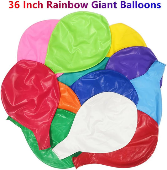 25 Pack 36 Inch Giant Balloons Latex Large Assorted Color Rainbow Big Balloon 12 Kinds Colorful for Birthday Wedding Baby Shower Anniversaries Store Party Decorations