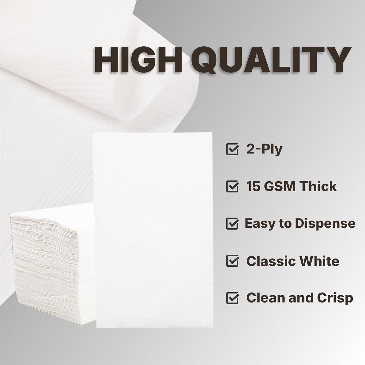 Klex 6.5" x 4" Interfold White Dispenser Napkins, 2-Ply Bulk Paper Napkin - 6000 Count (6 1/2"x8" Unfolded)