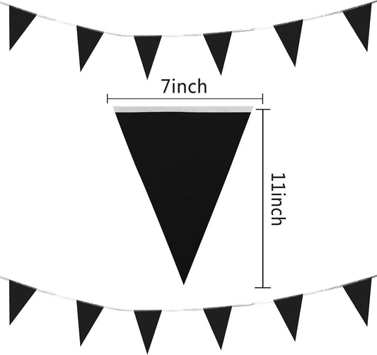 100 Feet Black Pennant Banners Flags String Hanging Triangle Bunting Flags,Party Decorations for Grand Opening,Kids Birthday,Carnival,60 PCS