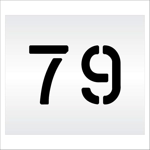 Pavement, Curb, and WheelStop Stencils - 6 inch Double Number Stencil - (79) - 6" x 9" x 1/16" (63 mil) - Light-Duty