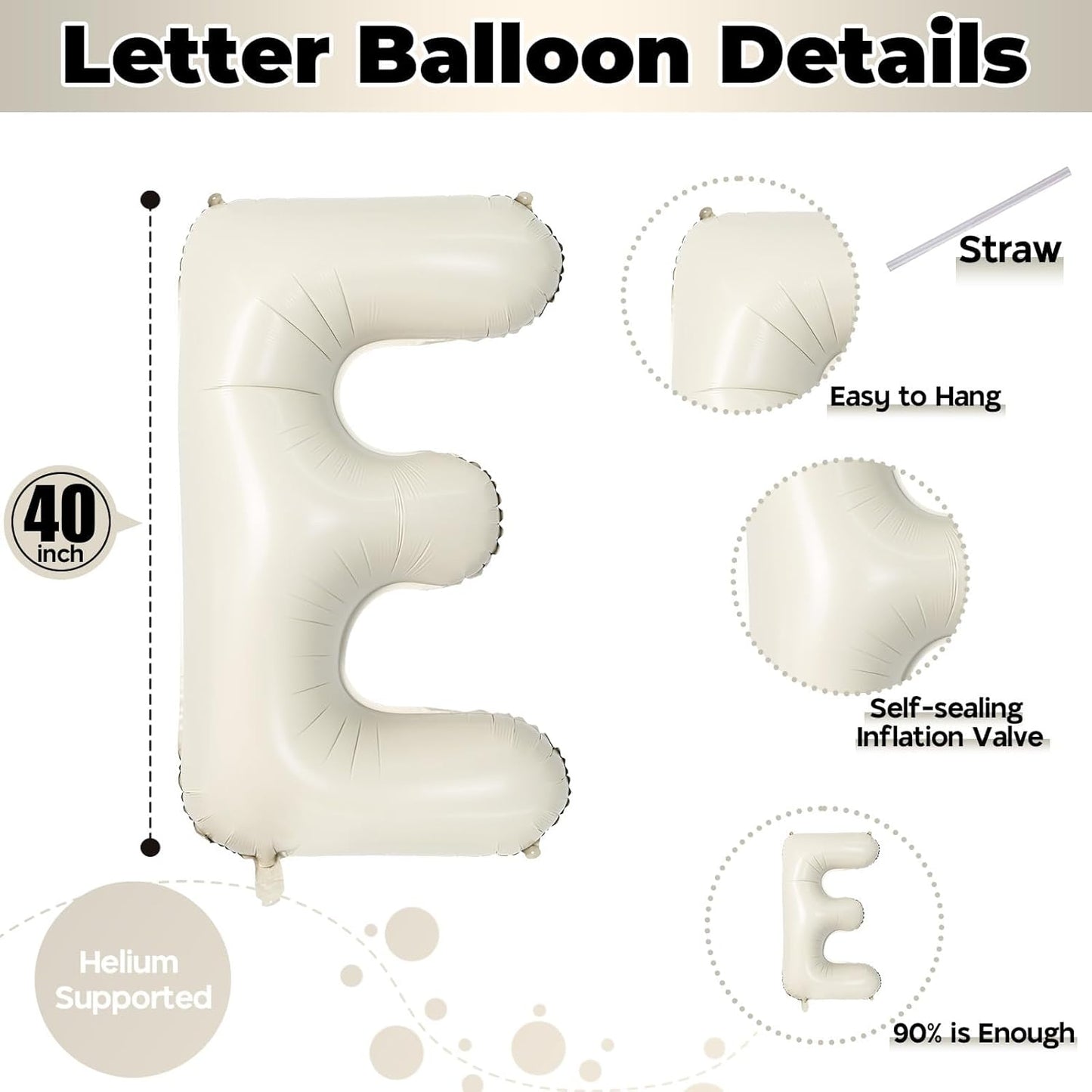 40 Inch Beige HOME Balloon for Housewarming Party Decorations, Large Cream New Home Welcome Balloon Letter Banner, Ivory White Sand Balloons Sign for Sweet House Warming Homecoming Party Decor