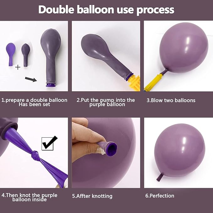 Purple Balloon Arch Kit Double Stuffed Latex Lavender Lilac Balloon Garland For Birthday Baby Shower Graduation Prom Sweet 16 Encanto Wednesday Addams Decoration