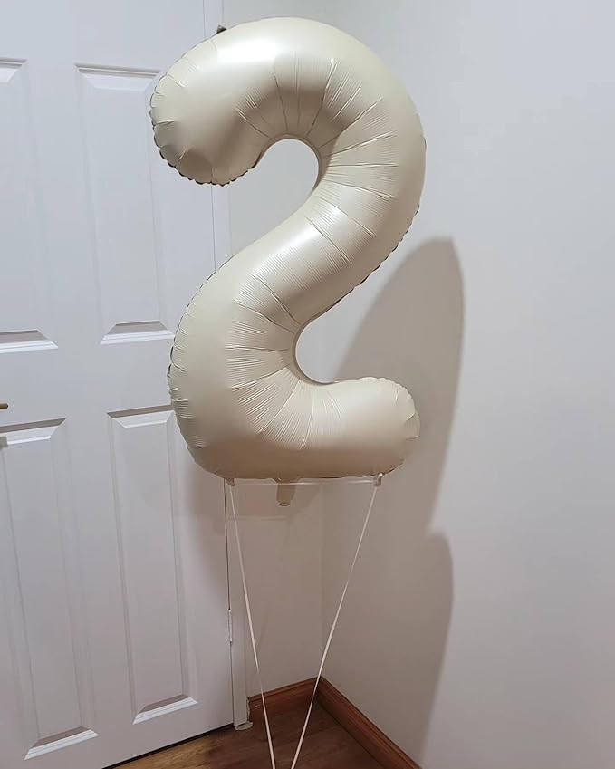 Cream 2 Balloon, Cream Number Balloons 40 Inch, 2nd Number Birthday Decorations, Second Two Birthday Party Supplies, Number 2 Balloon