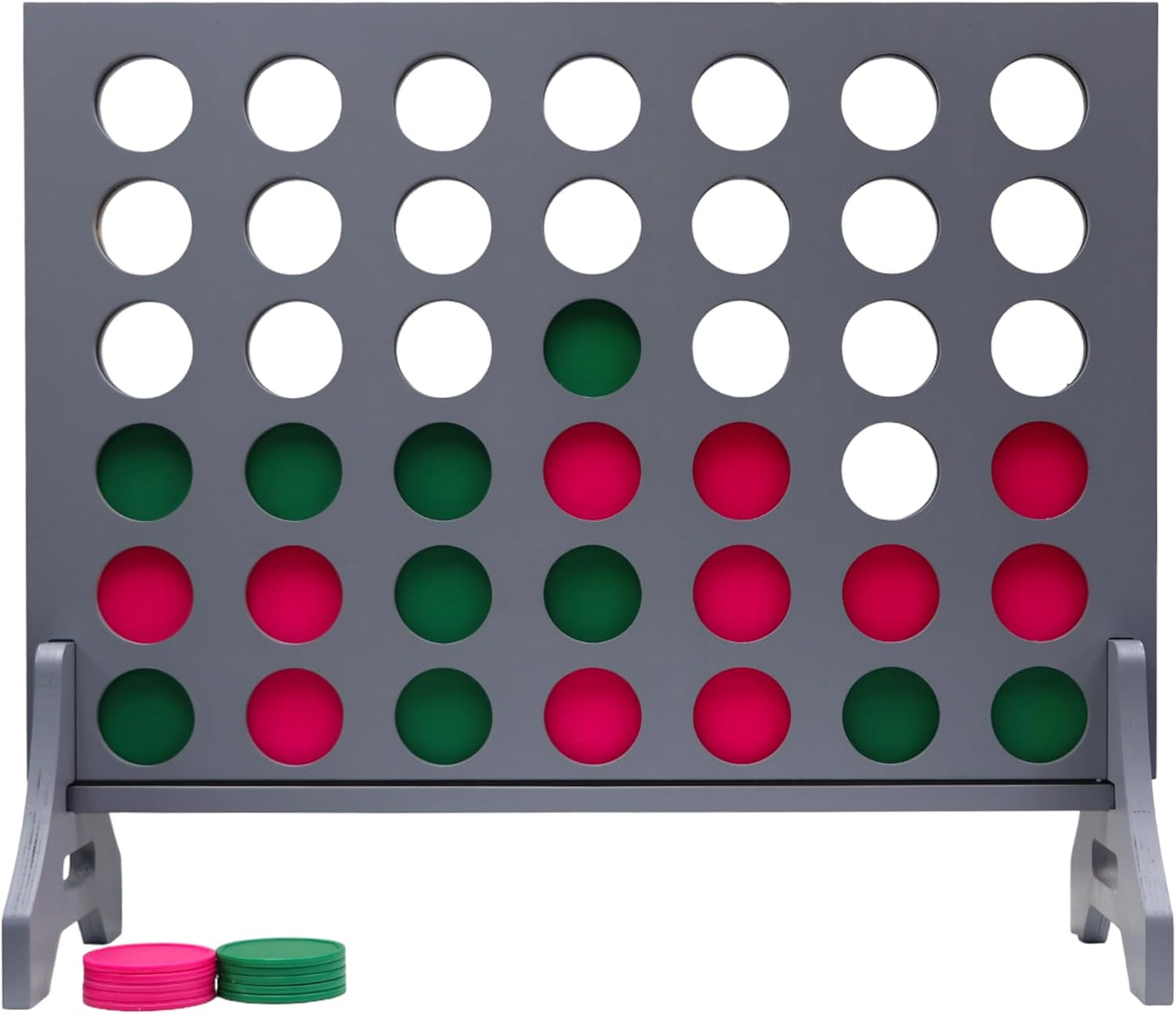 Tailgating Pros Premium Grey Giant Four in a Row with Carrying Case - Jumbo Oversized Outdoor Yard Game - Connect Multiple Pucks in a Row to Win - Many Puck Colors Available!