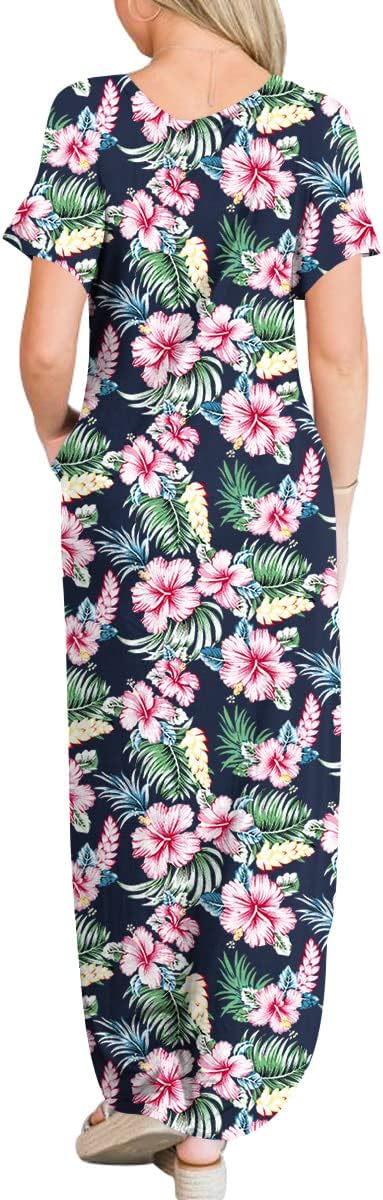 ANRABESS Womens Summer Maxi Dress Short Sleeve Casual Loose Long T Shirt Dresses Split Vacation Beach Sundress Travel Outfits