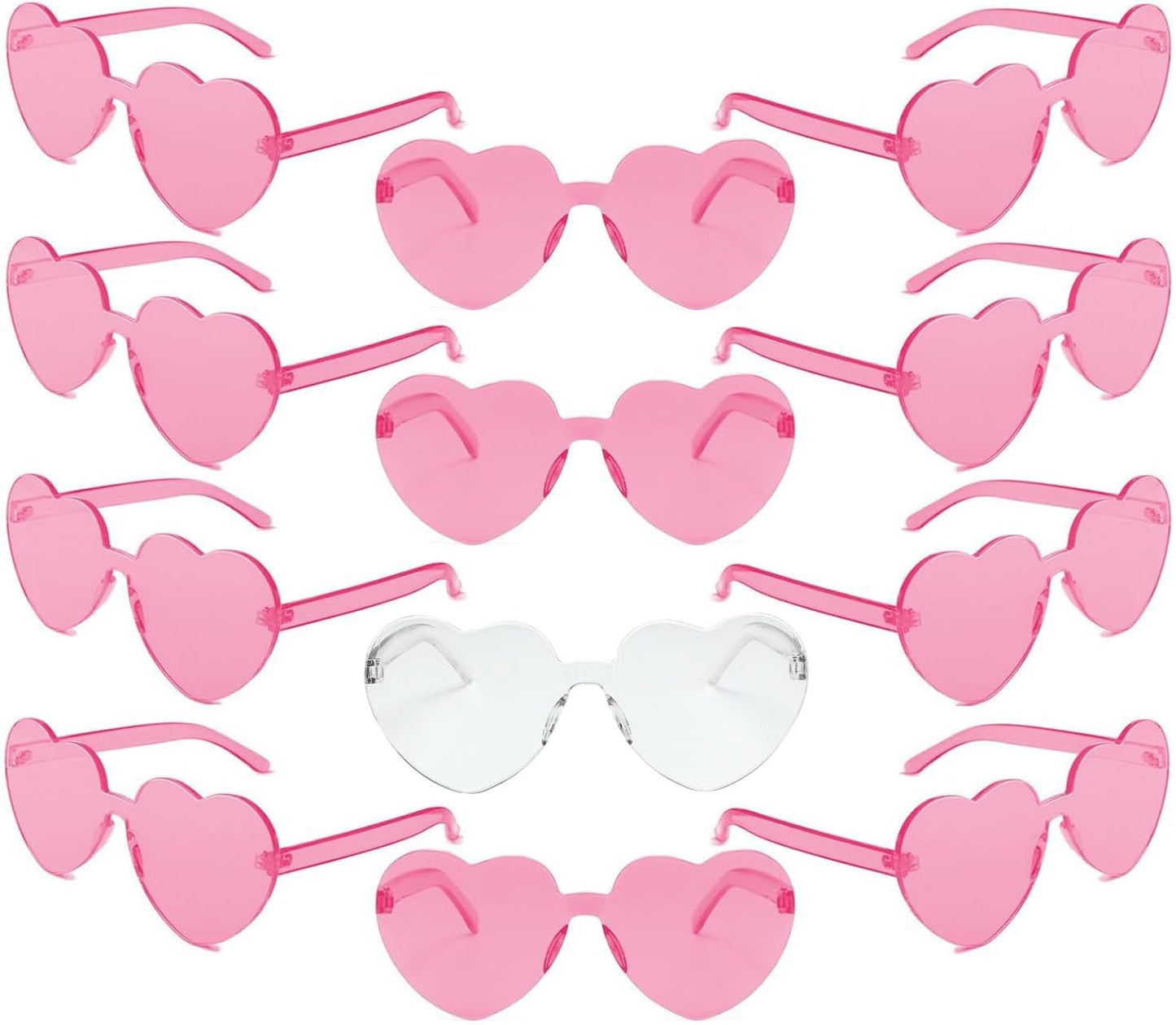 Heart Shaped Rimless Sunglasses 12Pack, Bachelor Party Cool Colorful Funky Sunglasses