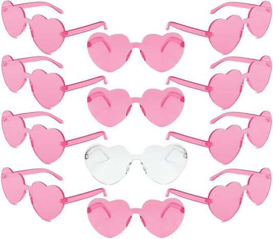 Heart Shaped Rimless Sunglasses 12Pack, Bachelor Party Cool Colorful Funky Sunglasses