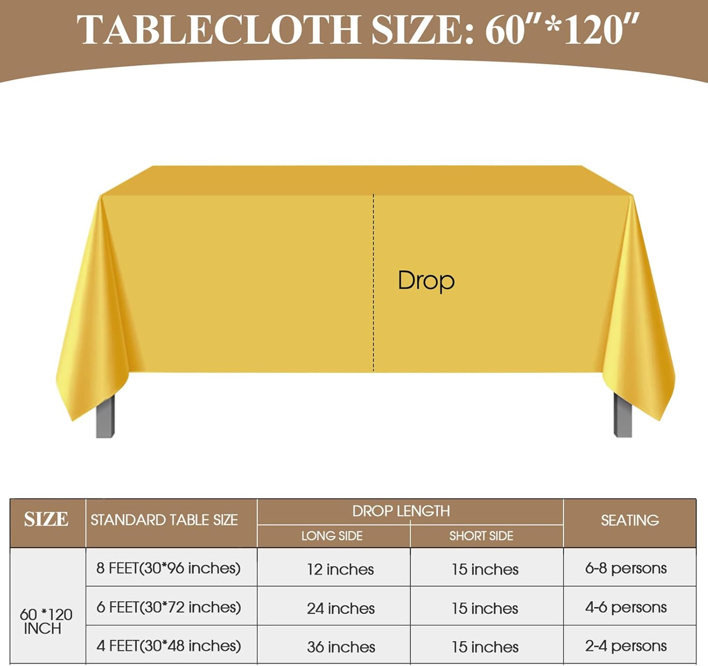 Rectangle Tablecloths 60x120 Inch 2 Pack Yellow Tablecloth Washable Decorative Linen Polyester Table Cloths for Dining Table Banquets Buffet Parties and Wedding