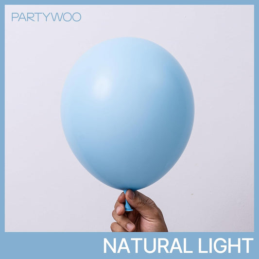 PartyWoo Light Blue Balloons 140 pcs Different Sizes of 18 12 10 5 Inch Baby Pastel Sky Aqua Blue Balloon Arch Kit Garland for Graduation Baby Shower Gender Reveal Birthday Party Decorations Blue-Y4