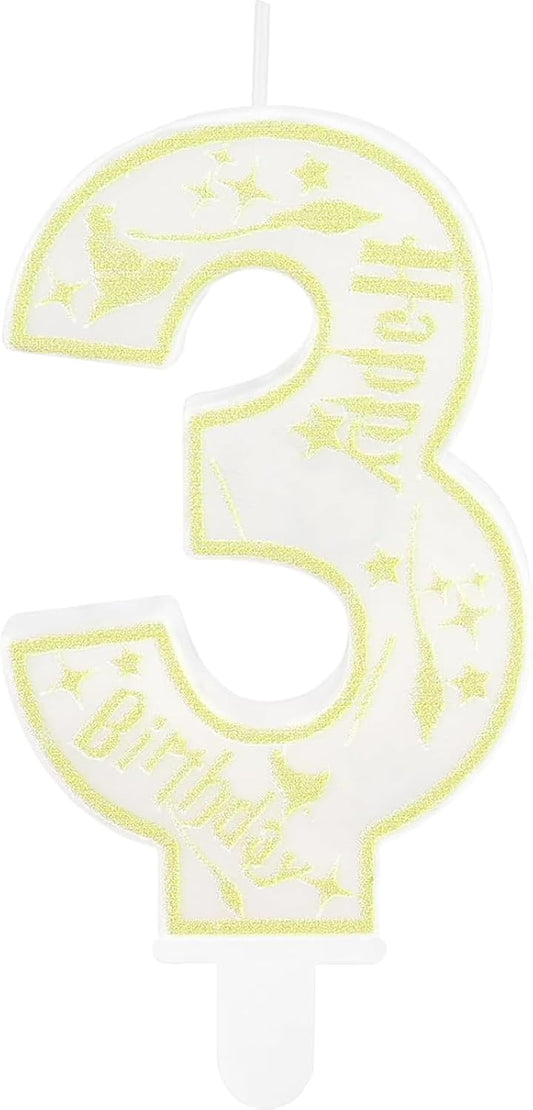 Magical Wizard Party Birthday Candles Number 3 Candle Cake Topper Wizard School Themed Happy 3rd Birthday Cake Decorations for Boys Girls Kids Party Favors Supplies Decorations