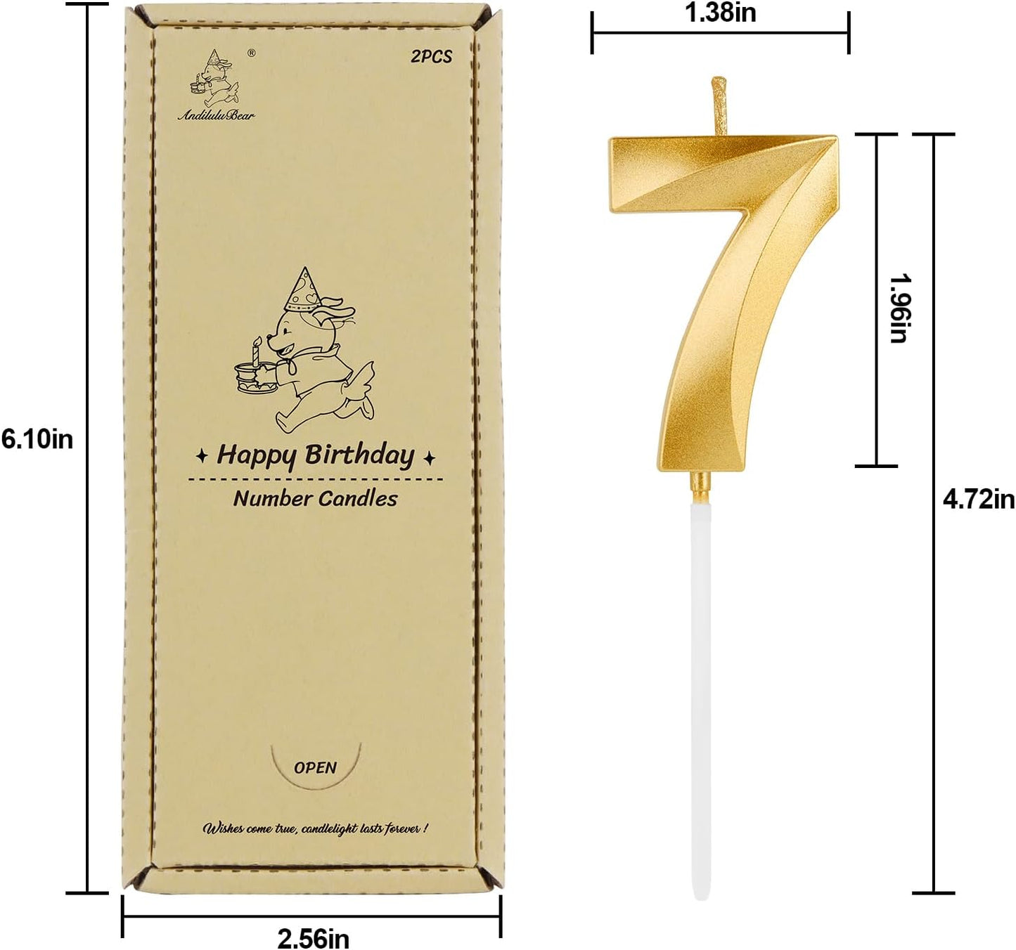 Birthday Candles, 1.96 Inch Number 27 Happy Birthday Candles, Number Candles Decoration for Birthday Party and Anniversary Celebration(Champagne Gold)