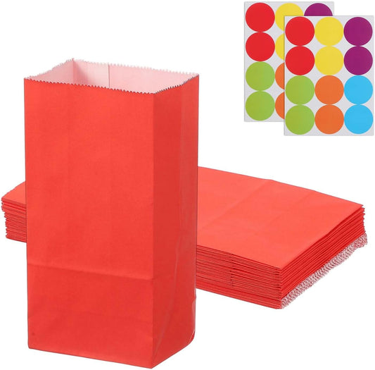 PATIKIL Party Favor Bag, 24 Pcs 3.5x2.4x7.1 Inch Mini Paper Candy Bags Gift Treat Celebration Halloween Goody Birthday Wedding Party with Stickers, Red