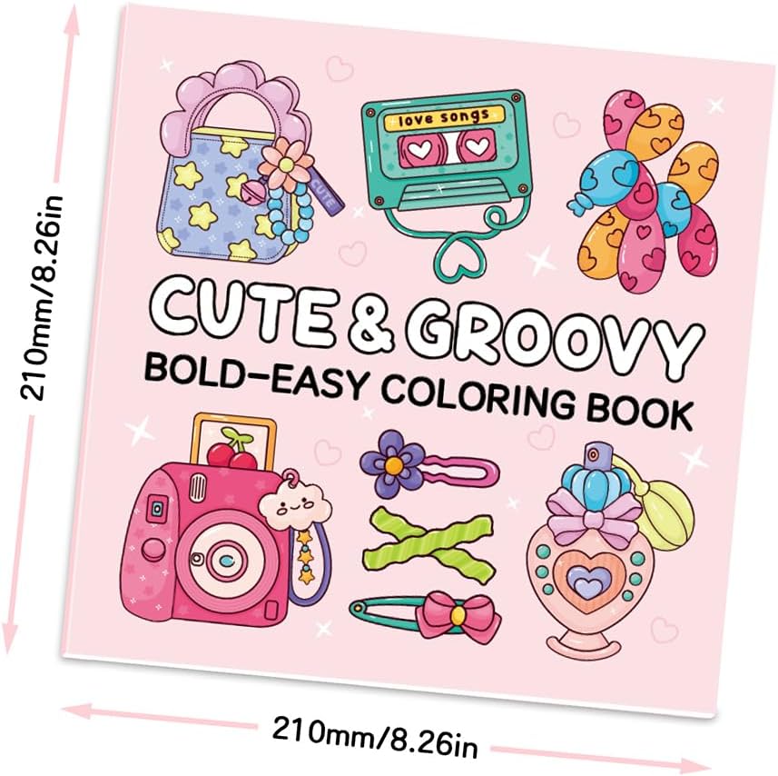 Adorable Coloring Book for Kids Ages 4–8: 40 Unique Single-Sided Pages to Prevent Bleed-Through | Thick Paper for Markers & Crayons | Screen-Free Learning Fun & Family Creative Gift (Cute & Groovy)