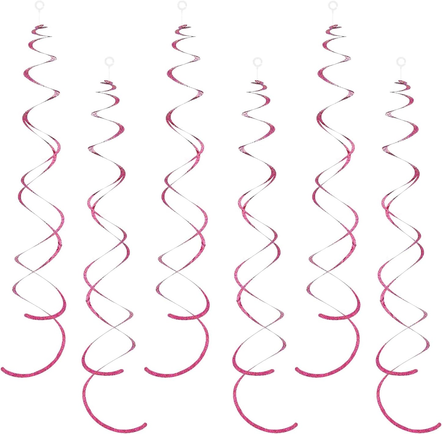 30 Pieces Iridescent Hot Pink Hanging Swirl Decorations Plastic Streamers Foil Swirls Ceiling Decorations Wedding Holiday Celebration Bachelorette Baby Shower Birthday Party Decorations
