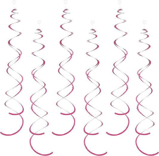 30 Pieces Iridescent Hot Pink Hanging Swirl Decorations Plastic Streamers Foil Swirls Ceiling Decorations Wedding Holiday Celebration Bachelorette Baby Shower Birthday Party Decorations
