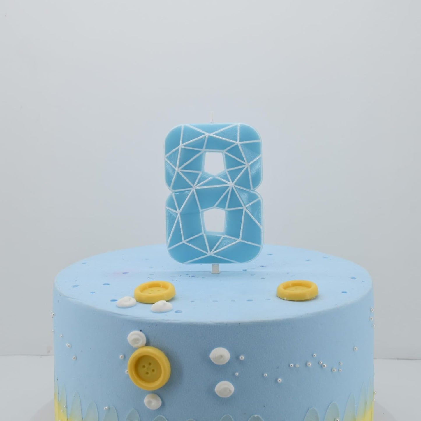 DERVENTA Birthday Candle Big Number 3D Macaron Blue 3.7 inch Party Celebration Anniversary Decoration Cake Topper 1 Piece (Number 8 Macaron Blue)