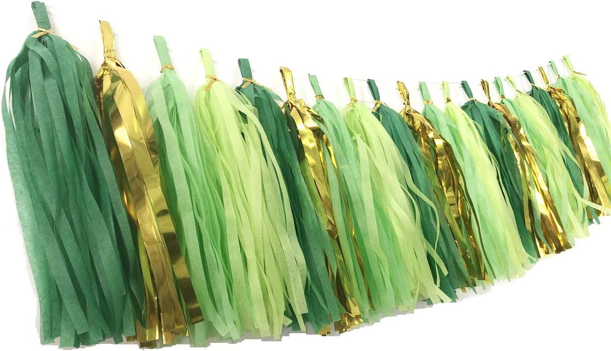 20PCS Green Paper Tassels Garland Banner Table Decor Party Tassels Banner Wedding Birthday Baby Shower Nursery Party Decorations Supplies