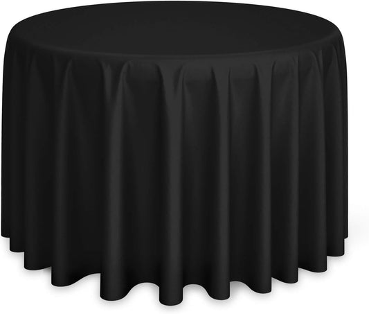 Lann's Linens - 108" Round Premium Tablecloth for Wedding/Banquet/Restaurant - Polyester Fabric Table Cloth - Black