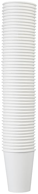Amazon Basics Disposable Coffee Cups, 12 ounces, Paper, 1000 Count (Pack of 1), White