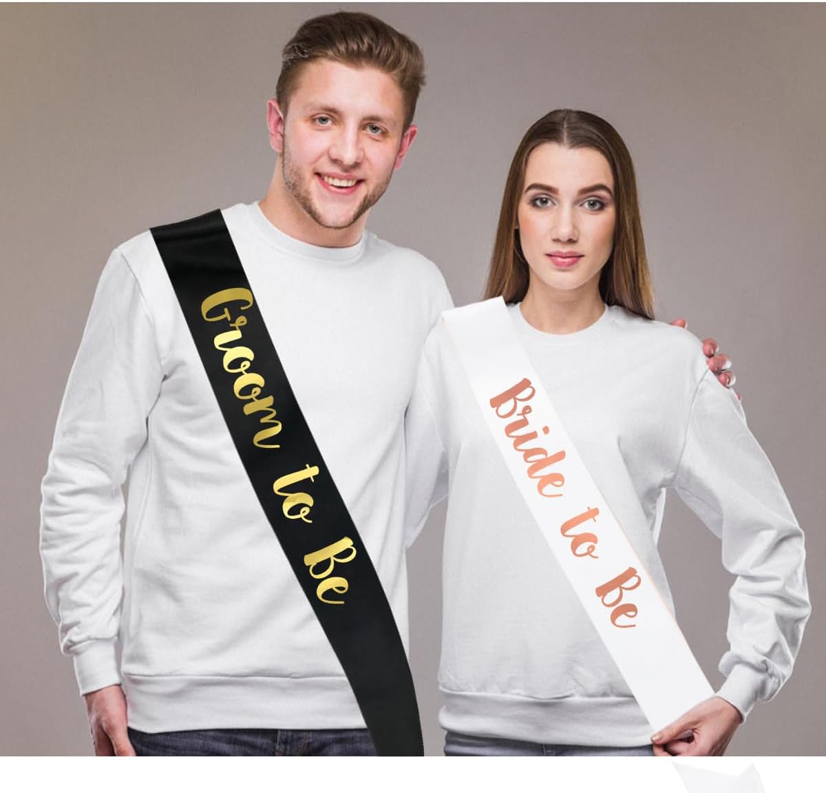2 PCS Groom to Be and Bride to Be Sash, Black & White Bachelorette Sashes for Bridal Shower Bachelorette Party Engagement Gifts