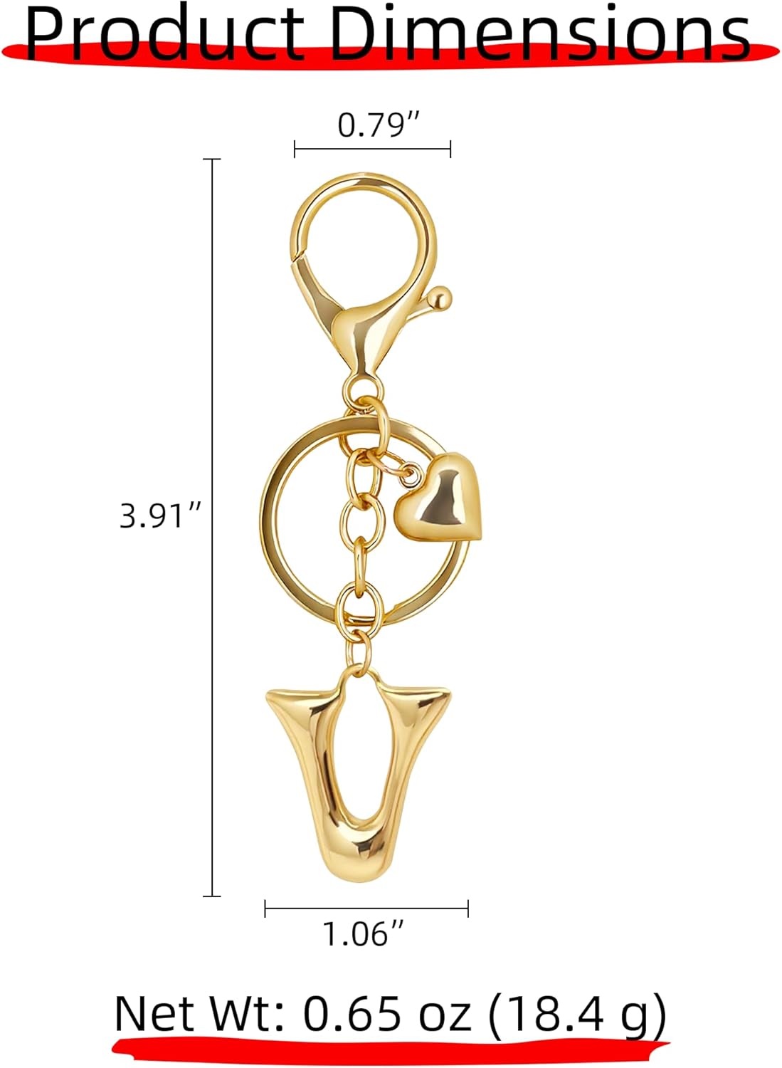 Gold Bubble Heart Initial Bag Charms for Handbags – Cute Initial Letter Keychain for Women, Purse Charms, Gold Gift