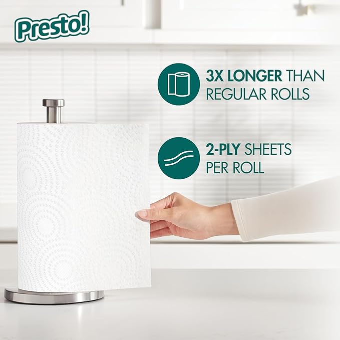 Amazon Brand - Presto! Kitchen Paper Towels - Flex-a-Size, 128 Sheet Family Roll, 8 Rolls (4 Packs of 2), White