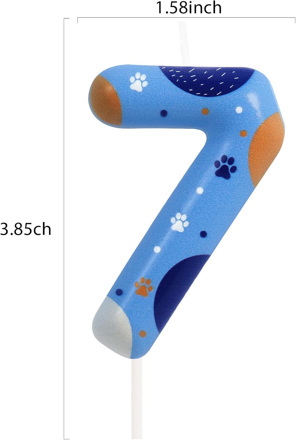 Blue Dog Paw Birthday Candles, Number 7 Paw Print Birthday Party Supplies, 2.76 inch Paw Cake Topper Decorations, Birthday Decorations (Number 7)
