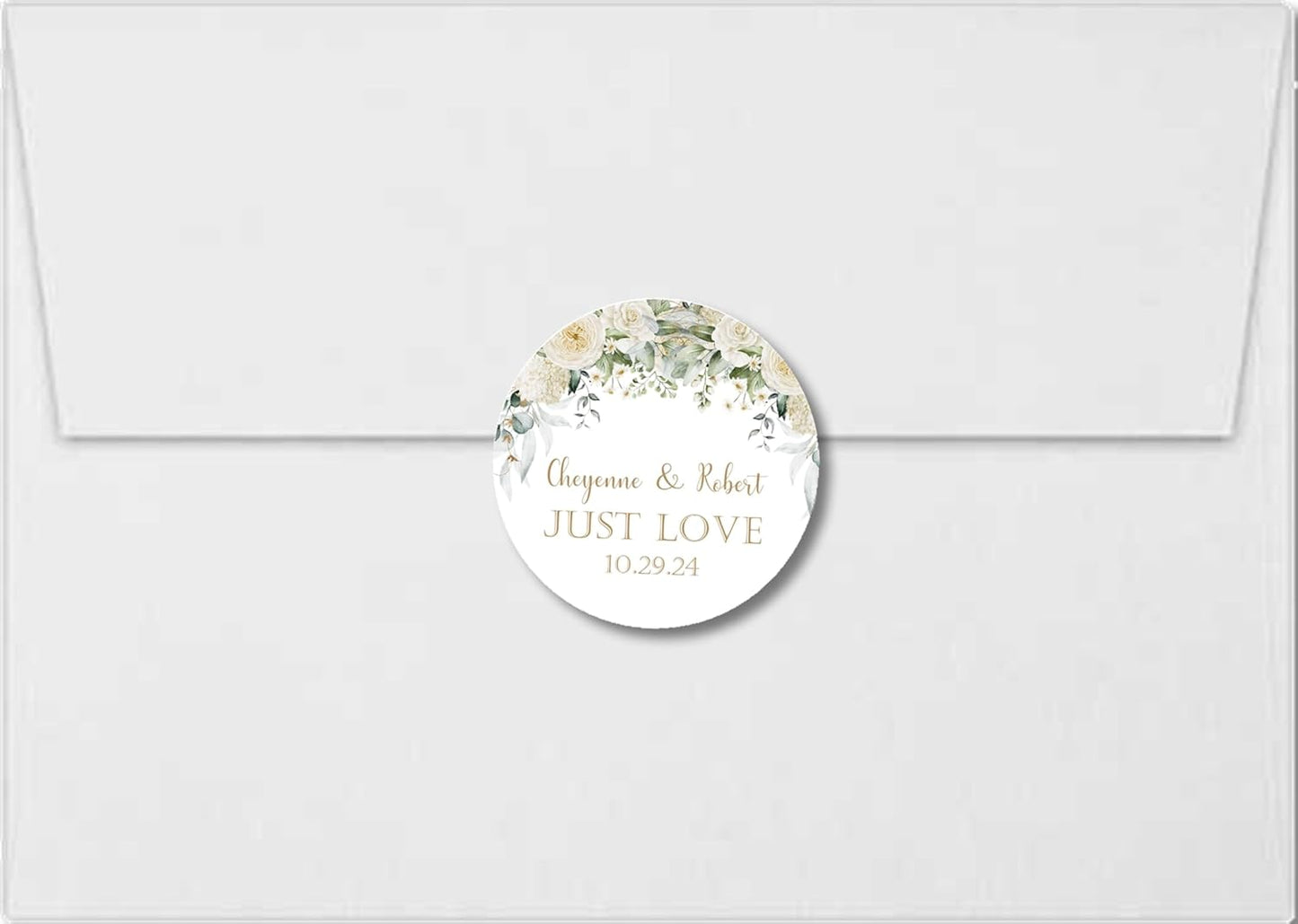 Green & White Wedding Invitations, Ivory Rose Garden, Personalized, Set of 12 Invitations with Envelopes