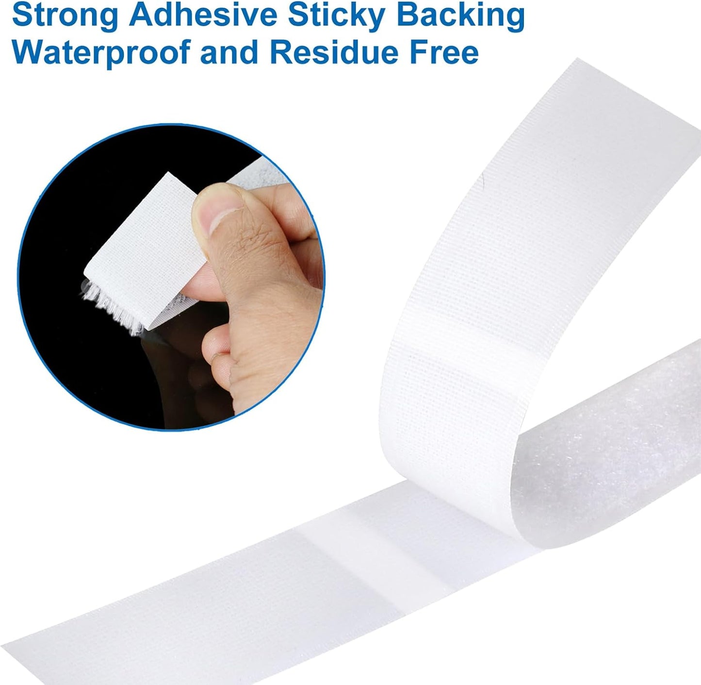 1 Inch x 28 Ft Strips with Adhesive, Nylon Self Adhesive Heavy Duty Strips, Double Sided Sticky Back Fastener Roll Tape for Home Office School Car and Crafting Organization (White)