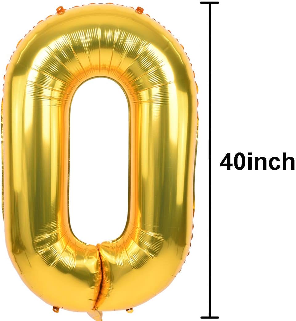 TONIFUL 40 Inch Gold Large Numbers Balloons0-9,Number 5 Digital Helium Balloons,Foil Mylar Big Number Balloons for Birthday Party Supplies Decorations