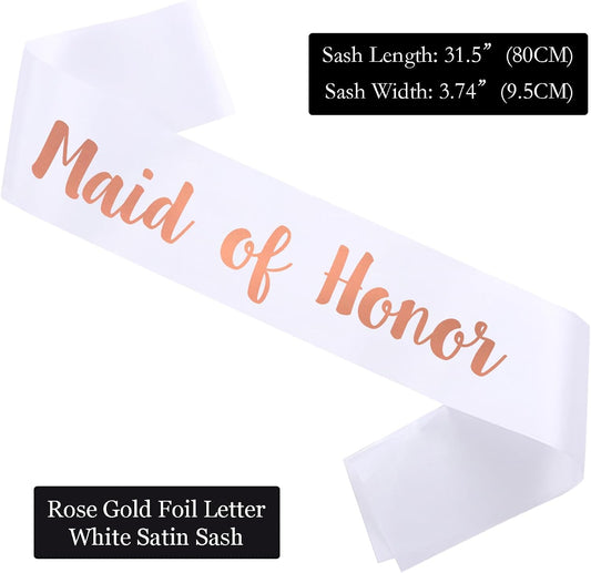 Maid of Honor Sash, Bachelorette Sashes Engagement Gifts for Bridesmaid, Team Bride Sash for Bridal Shower & Wedding Party