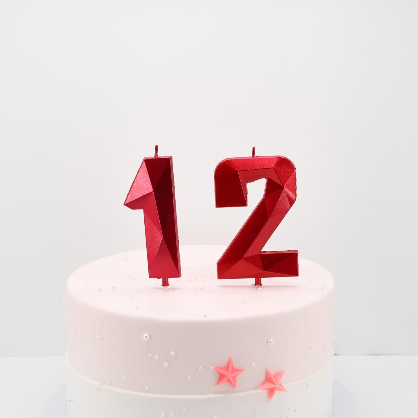 DERVENTA Birthday Candles Big Numbers 3D Red 3.7 inch Party Cake Topper 1 Piece (Number 12 Red)