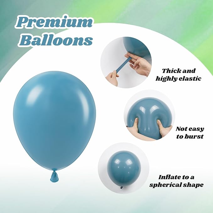 60pcs Blue and Green Balloons - Sage, Dusty Blue, Pastel Green, Nude for Bridal, Woodland, Birthday, Baby Shower Decorations