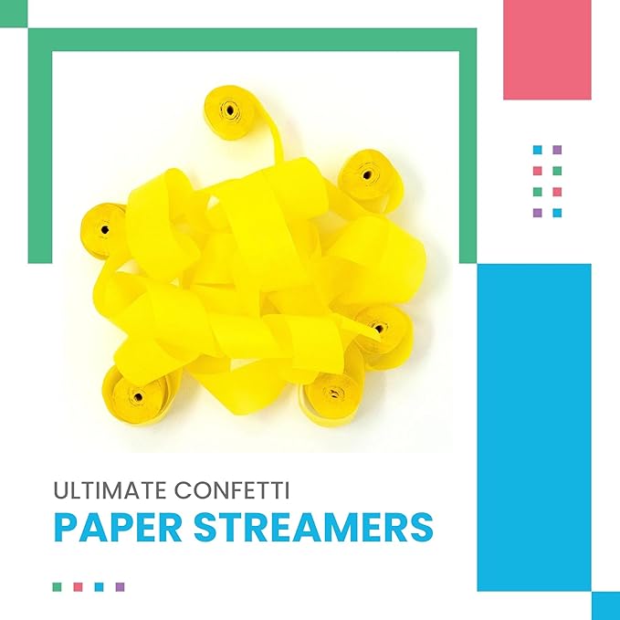 Tissue Paper Streamers in Launcher Sleeve, Yellow Color (20 Streamer Rolls per Sleeve)