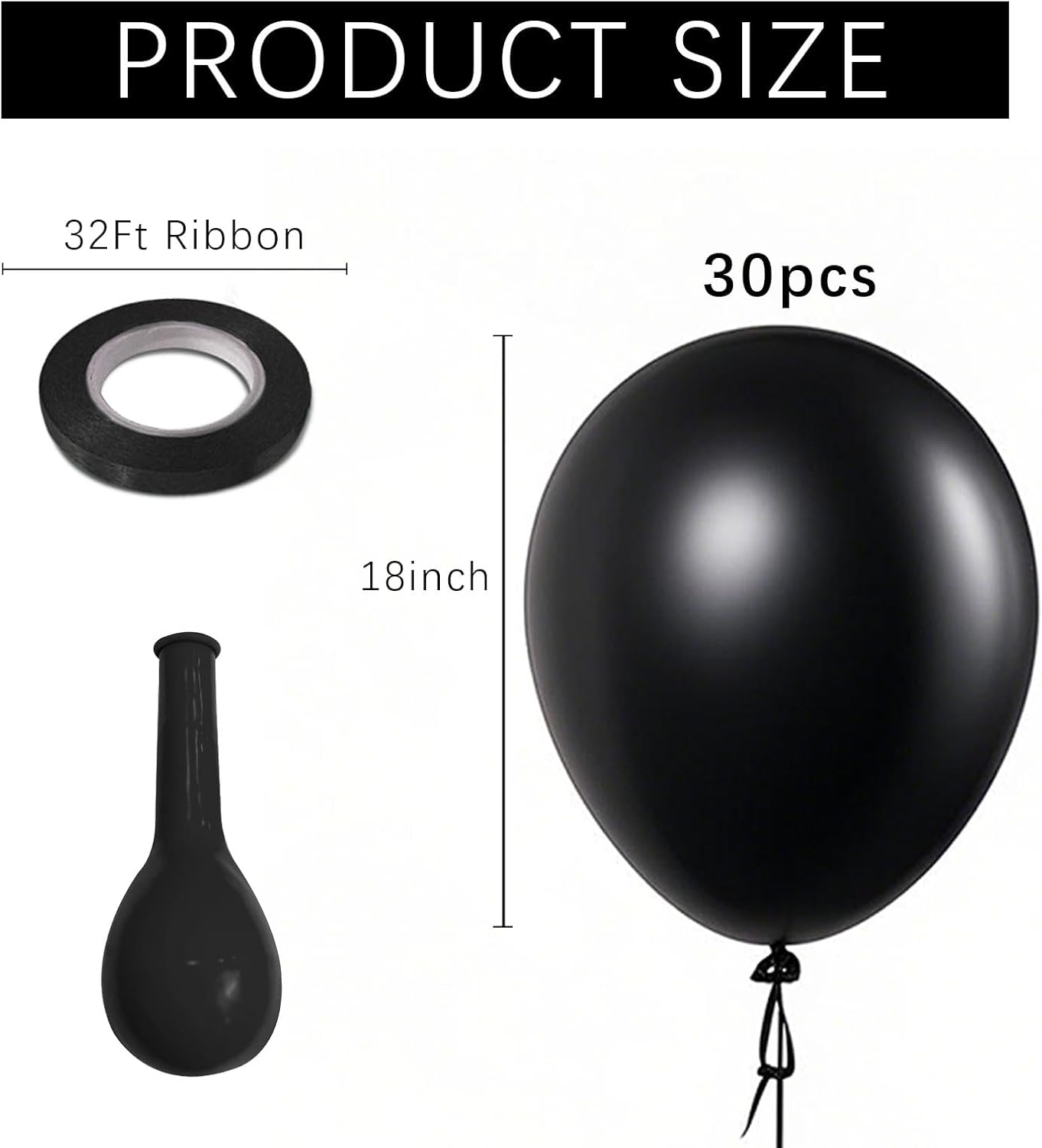 Black Balloons Party Decorations 30 Pack 18 inch Round Halloween Latex Balloons for Black Themed Wedding Graduation Anniversary Birthday Party Backdrop Decorations