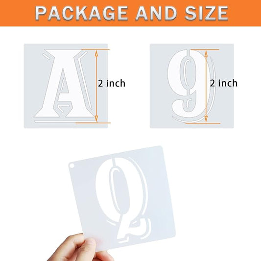 ASMPIO 2 Inch Letter Stencils Symbol Numbers Craft Stencils, 42 Pcs Reusable Plastic Alphabet Templates for Painting on Wood, Wall, Fabric, Rock, Glass, Signage, DIY Art Projects (2 Inch)
