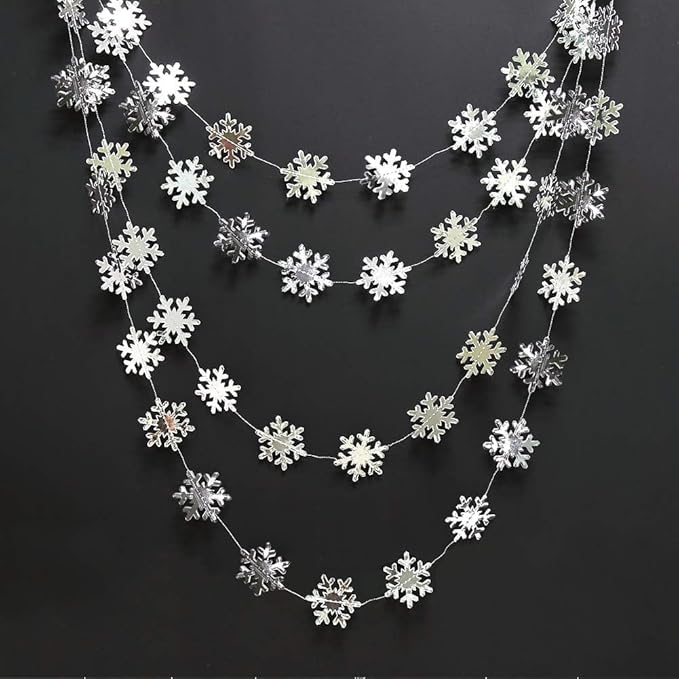Cheerland Clearance Winter Wonderland Silver Snowflakes Decorations Hanging Christmas Garland for Onederland New Year Office Dorm Hanukkah Holiday Bridal Shower Winter Ceiling Decor Xmas Backdrop