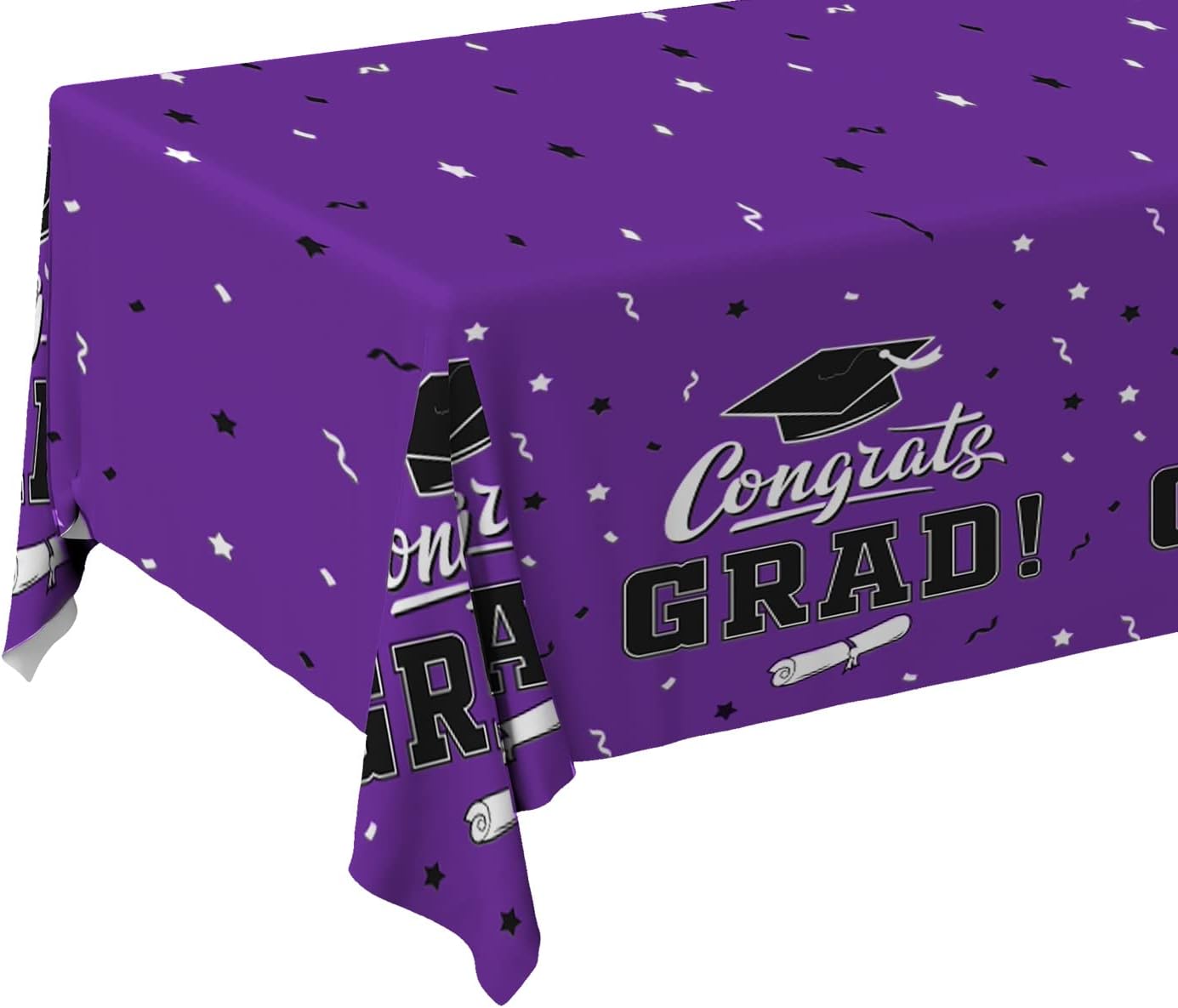 Graduation Party Decorations, Gongrats Grad Tablecover for Graduation Party Supplies, 3 pcs Purple Table Cloths, 54"x108"