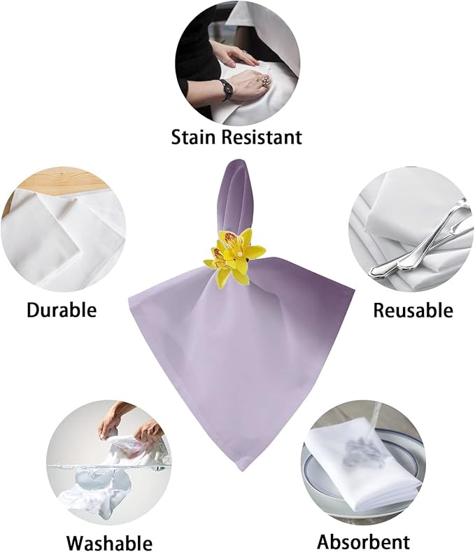 Cloth Napkins Set of 8 Purple Ombre Cocktail Napkins Gradient Gradual Color Washable Soft Dinner Table Napkins for Party Wedding Banquet Hotel Holiday Everyday Use 20x20 Inch