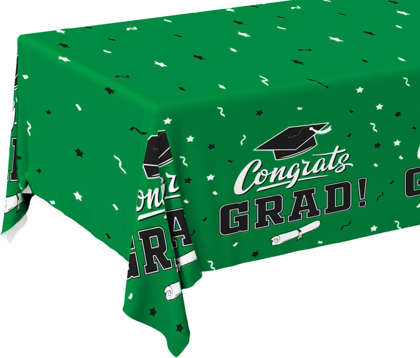 Graduation Party Decorations, Gongrats Grad Tablecover for Graduation Party Supplies, 3 pcs Green Table Cloths, 54"x108"