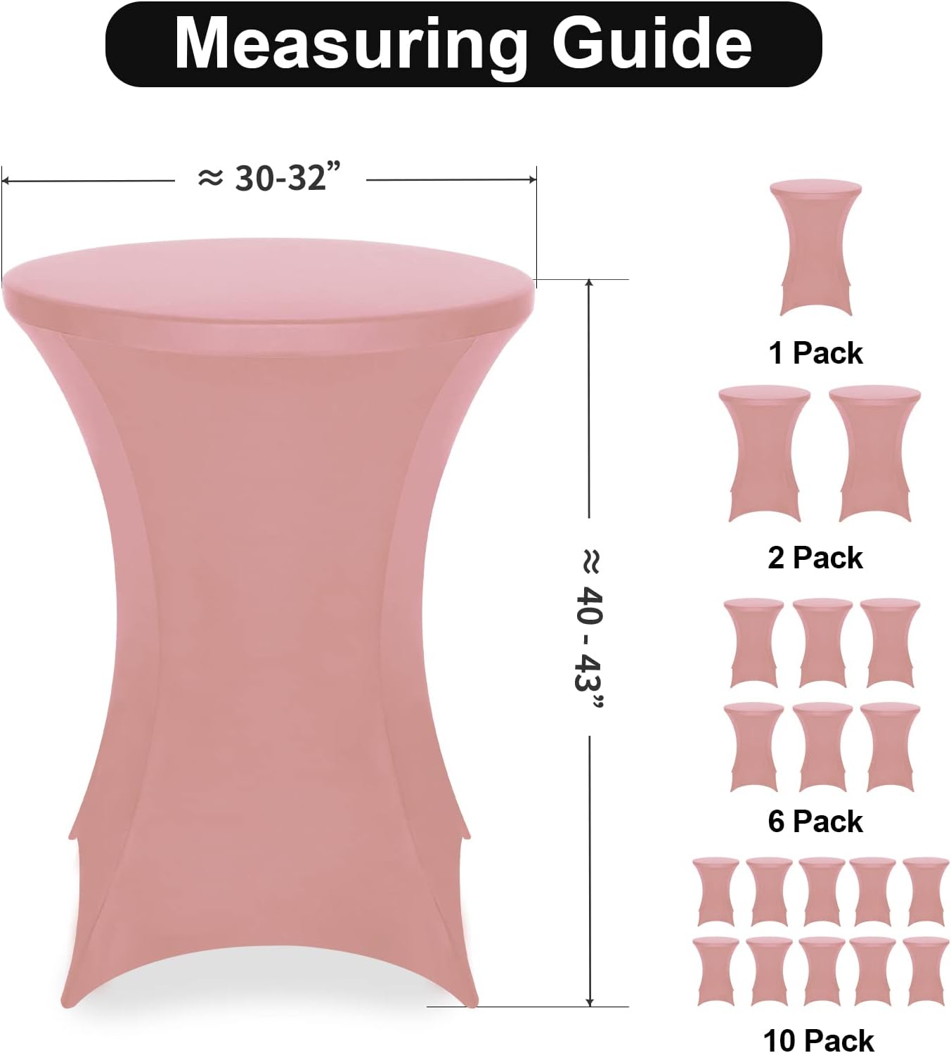 FestiCorp 2 Pack Spandex Cocktail Table Covers Fitted Clothes, Elastic Round Table Cover, Stretch Tablecloth for Party, Bar, Wedding, Birthday, Banquet, Pink, 30"-32" Diameter x 40"-43" Height
