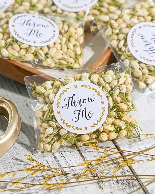 RainbowPana 50 Pack Wedding Confetti | Dried Flower Petals, Jasmine Buds | Biodegradable Flower Petals for Weddings, Dried Flower Confetti | Wedding Send Off, Exit, Tosses