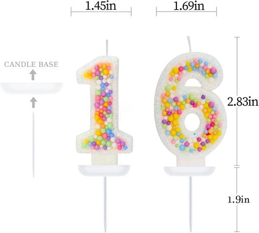 16th Birthday Candle for Cake, Colorful Macaron Numeral Candles for Boys/Girls, Theme Birthday Party Cake Decorations, Cake Topper for Birthday Party Supplies (Number 16)