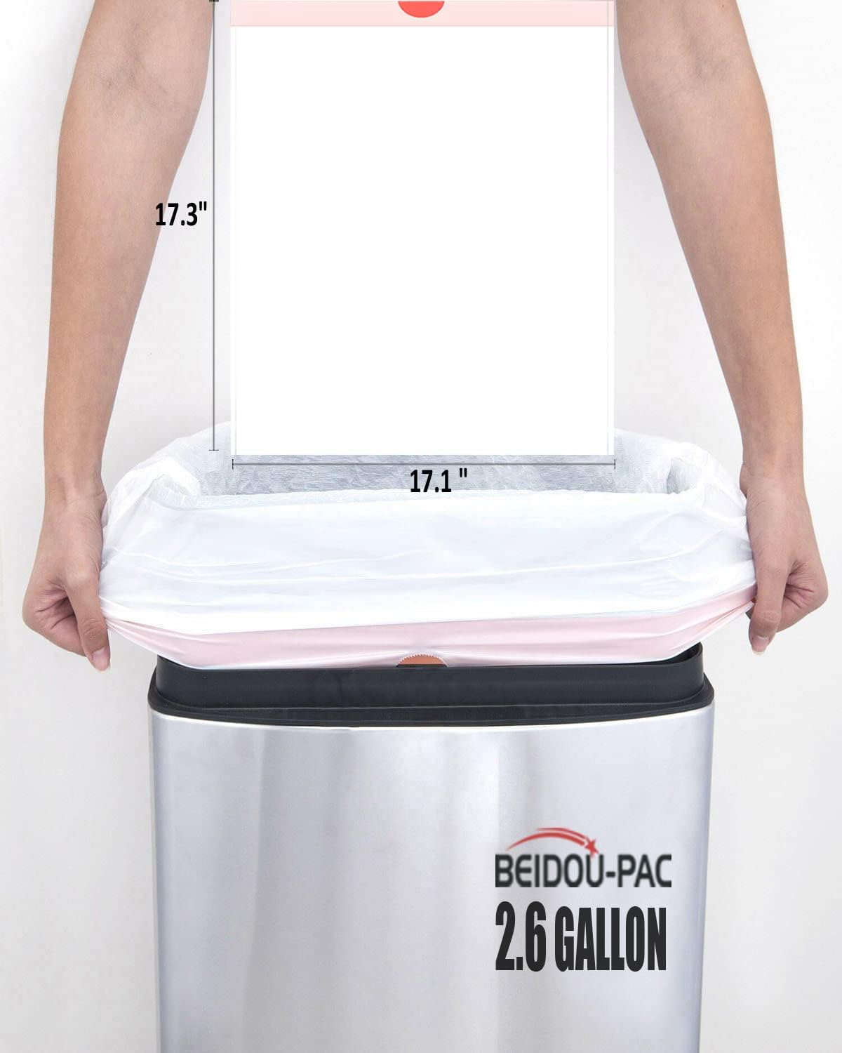 Trash Bags 2.6 Gallon Drawstring, 100 Count, Multifold Roll Garbage Bags, Small Kitchen Trash Bags, Odorless & Extra Thick White Plastic Food Scrap Bag for Home Office Bathroom Kitchen Bins
