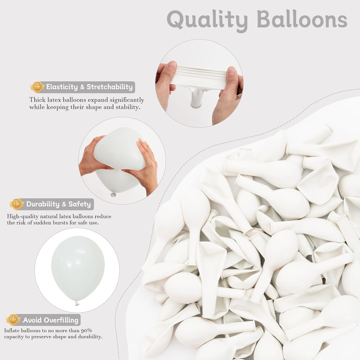 White Balloons, 60 PCS White Balloons 12 inch Latex Balloon for Birthday Party Decoration, Wedding, Baby Shower, Anniversary, Bridal Shower, Holiday Decoration and Balloon Garland