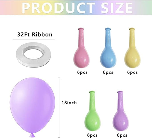30Pcs Large Pastel Balloons 18 inch Large Round Rainbow Ballons Arch, Pastel Party Decoration, globos grandes para decoracion, Wedding Easter Birthday Anniversary Baby Shower Party Decorations