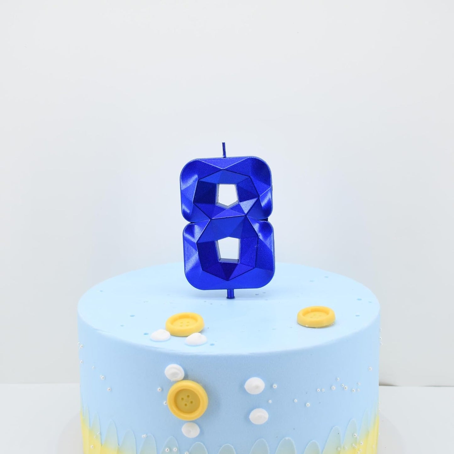 DERVENTA Birthday Candle Big Number 3D Blue 3.7 inch Party Celebration Anniversary Decoration Cake Topper 1 Piece (Number 8 Blue)