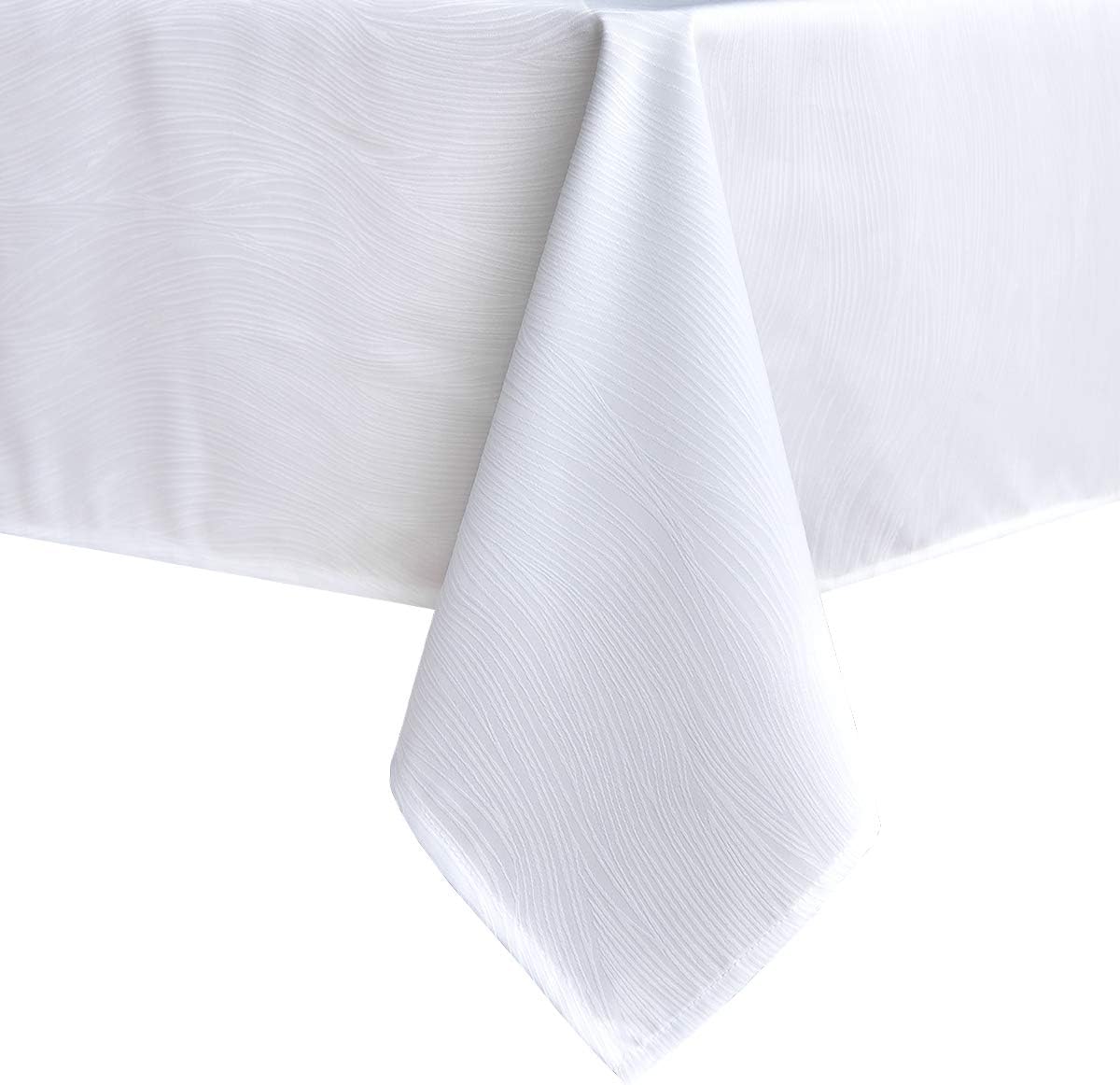maxmill Jacquard Tablecloth Swirl Design Water Resistance Antiwrinkle Heavy Weight Soft Table Cloth for Buffet Banquet Parties Event Holiday Dinner Square 52 x 52 Inch White