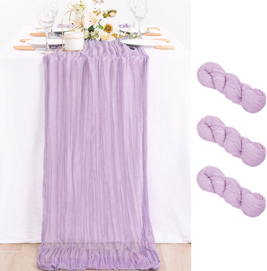 MLMC 3 Pack Lilac Purple Table Runner 10ft Lavender Cheesecloth Table Runner Rustic Gauze Centerpiece Fall Decor 35x120 Inches for Bridal Shower Baby Shower Birthday Wedding Decor