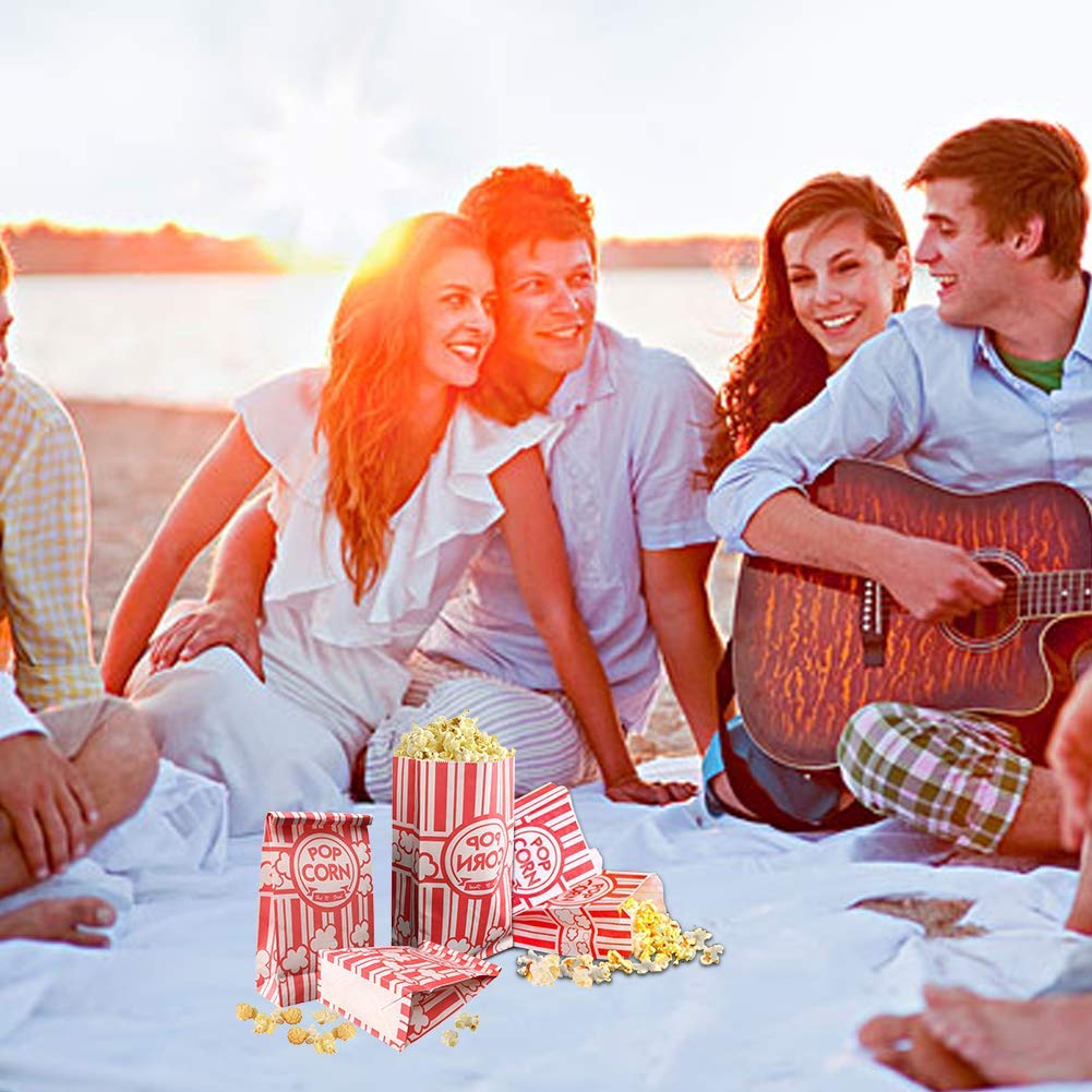 Popcorn Bags, 2 oz Flat Bottom Paper Popcorn Bags for Family Movie Night Baseball Themed Carnival Christmas Birthday Party 200 Pcs